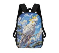 sinyumoney White Cockatoo on Branch Children's School Backpack 3D Printed for Kids Travel Rucksacks Book Bags Kids School Bag 17inch