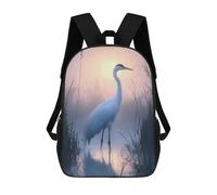 sinyumoney White Crane at Sunrise 3D Printed School Backpack Casual Children's Backpacks 3D Printed School Bag for Boys Elementary And Middle 17inch