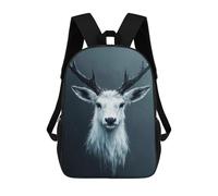 sinyumoney White Deer Portrait with Dark Antlers Children's 17 Inch School Backpack 3D Printed Cool Knapsack for Kids Travel Rucksacks Book Bags Kids School Bag