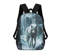 sinyumoney White Dire Wolf Snow Watch Backpacks Kids Student Schoolbag,3D Printed Backpacks,Elementary And Middle School Students Backpacks for Boys Girls 17inch