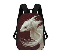 sinyumoney White Dragon Fantasy Art 17inch School Bag 3D Printed Children's School Backpack Casual Fashion Travel Backpacks for Kids School Students