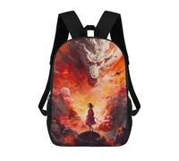 sinyumoney White Dragon Fire Kids' Backpack 3D Printing School Bag Boys Cool Daypacks Casual Knapsack Fun Back Bag for Kids And Teenager 17inch