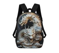 sinyumoney White Dragon in Clouds Kids Backpacks,3D Personalized School Bookbags for Boys Girls Large Schoolbags Casual Daypack 17inch