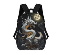sinyumoney White Dragon Moonlit Night Backpack Cartoon Plush Bag, 3D Backpack for Kids School Bag Birthday Gift Idea for Boys And Girls 17inch