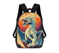 sinyumoney White Dragon Roaring Under A Full Moon School Backpack Rucksack Casual Daypacks School Work Travel Bag for Camping Outdoor Adventures And Daily Travel 17inch