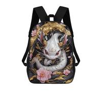 sinyumoney White Dragon with Gold Accents School Backpack Lightweight Schoolbag Dayback Bookbag College for Camping Outdoor Adventures And Daily Travel 17inch