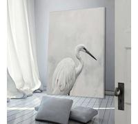 sinyumoney White Egret in Fog Canvas Artwork for Wall Cute Room Decor Ready to Hang Wall Pictures 16x24inch(40x60cm)