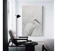 sinyumoney White Egret in Fog Canvas Artwork for Wall for Bedroom Office Bathroom Decor Picture for Wall 16x24inch(40x60cm)