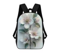 sinyumoney White Flowers Backpack 3D Printed Kids School Backpack High Capacity Travel Backpacks Book Bags Kids Backpack 17inch