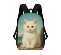 sinyumoney White Fluffy Kitten Backpacks Kids School Backpack School Bag 3D Printed School Bag for Boys Elementary And Middle School Students 17inch