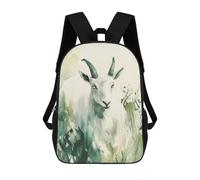 sinyumoney White Goat Watercolor Backpacks Kids 17inch School Backpack School Bag 3D Printed School Bag for Boys Elementary And Middle School Students