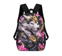 sinyumoney White Goldendoo Dog Samurai Children's 17 Inch School Backpack 3D Printed Casual Daypacks for Kids Travel Rucksacks Book Bags Kids School Bag