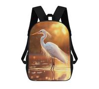 sinyumoney White Heron at Sunset Backpack School Bag Water Resistant Computer Rucksack for Campus Outdoor Travel Sports 17inch