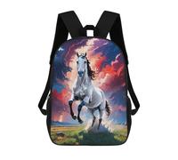 sinyumoney White Horse Cute Animals Kids Backpack, Kids School Bag 3D Printed School Backpacks for Boys And Teenager School Students 17inch