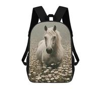 sinyumoney White Horse in Daisy Field School Bags School Secondary High School College Backpack Travel for Boys/Girls/Teenagers 17inch