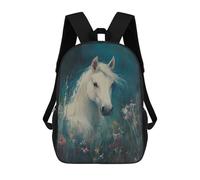 sinyumoney White Horse in Meadow Backpack School Bag Large Water Resistant Laptop Backpack for Girls Boys Teenage 17inch