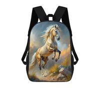 sinyumoney White Horse Leaping Rock Painting 3D Printed Kids School Bag Rucksacks Children's School Fashion Casual Back Pack High Capacity Travel Book Bags Backpack for Kids 17inch