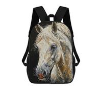 sinyumoney White Horse Portrait School Backpack School Secondary High School College Backpack Travel for Men/Women 17inch