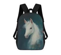 sinyumoney White Horse Portrait School Bags Daypacks Business Backpack Water Resistant Bookbag for School/Work/Travel 17inch