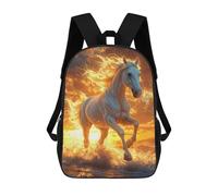 sinyumoney White Horse Sunset Backpack School Bag Lightweight Airport College Students Back Pack for Men/Women 17inch