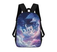 sinyumoney White Kitten Dreamworld Rucksacks 3D Printed Children 17inch Backpacks Fashion Casual Daypack Travel Bags Outdoor Casual Daypack for Boy And Girl