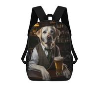 sinyumoney White Labrador at The Pub Backpacks Kids School Backpack School Bag 3D Printed School Bag for Boys Elementary And Middle School Students 17inch
