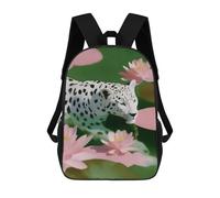 sinyumoney White Leopard in Water Lilies Rucksack Water Resistant School Bag Business Backpack for Boys/Girls/Teenagers 17inch