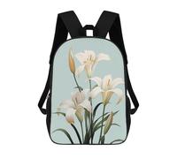 sinyumoney White Lily Easter Flower Daypack Casual Backpacks School Bag For Girls Boys High College Teenagers Rucksack Men Women Travel Laptop Rucksack College Bookbag 17inch