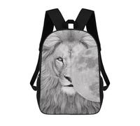 sinyumoney White Lion Moon Poster Kids School Backpack 17 Inch School Bag 3D Printed School Bag for Boys Elementary And Middle School Students