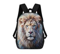 sinyumoney White Lion Portrait Backpacks Kids Student Schoolbag,3D Printed Backpacks,Elementary And Middle School Students Backpacks for Boys Girls 17inch