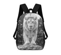 sinyumoney White Lion Portrait Children's Backpacks School Backpack 3D Printed Backpack for Kids Travel Rucksacks Book Bags Kids School Bag 17inch