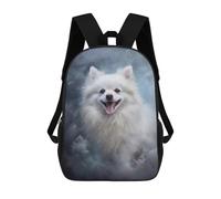 sinyumoney White Pomeranian Dog Backpack School Bag Lightweight Airport College Students Back Pack for Teenage Girls Boys Women Men 17inch