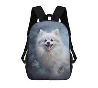 sinyumoney White Pomeranian Dog Backpacks Kids 17inch School Backpack School Bag 3D Printed School Bag for Boys Elementary And Middle School Students