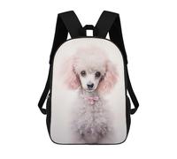 sinyumoney White Poodle Pink Mood School Bags School Secondary High School College Backpack Travel for Girl, Teen Girls 17inch