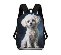 sinyumoney White Poodle Portrait Backpacks Kids 17inch School Backpack School Bag 3D Printed School Bag for Boys Elementary And Middle School Students