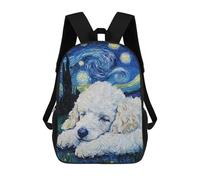 sinyumoney White Poodle Puppy Sleeping Backpacks Kids School Backpack School Bag 3D Printed Fashion School Bags for Boys Elementary And Middle School Students 17inch
