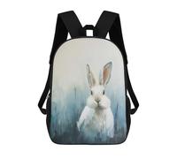 sinyumoney White Rabbit in Blue Field Painting Backpack School Bag Water Resistant School Bag Business Backpack - Perfect for Travel, Work And Daily Use 17inch