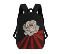 sinyumoney White Rose on Red Kids Backpack, Kids School Bag 3D Printed School Backpacks for Boys And Teenager School Students 17inch