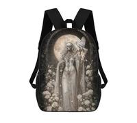 sinyumoney White Santa Muerte with Owl And Roses Children's Backpacks School Backpack 3D Printed for Kids Travel Rucksacks Book Bags Kids 17inch School Bag