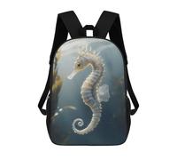 sinyumoney White Seahorse Underwater School Backpack Large Water Resistant Laptop Backpack for Boys/Girls/Teenagers 17inch