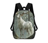 sinyumoney White Stag in Forest School Backpack 3D Printed School Bags Boys Girls Laptop Backpack for Kids/Students/Adults 17inch