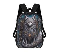 sinyumoney White Steampunk Fox Children's School Backpack Fashion Casual 17inch 3D Printed School Bags Boy School Backpack Large Backpack