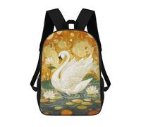 sinyumoney White Swan with Spread Wings Backpacks Kids School Backpack School Bag 3D Printed School Bag for Boys Elementary And Middle School Students 17inch