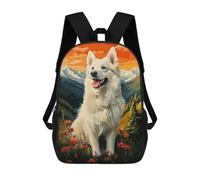 sinyumoney White Swiss Shepherd Dog in Mountain Landscape Rucksack Secondary Causal Travel High School Bags for Boys/Girls/Teenagers 17inch
