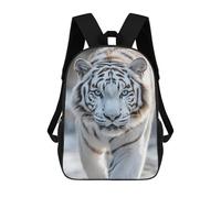 sinyumoney White Tiger Close-Up 3D Printed 17inch Kids School Backpack School Bag Fashion Rucksacks for Boys Elementary And Middle School Students