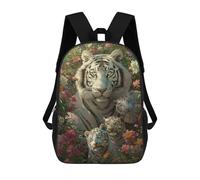 sinyumoney White Tiger Family in Flowers-1 Backpack School Bag Rucksack Casual Daypacks School Work Travel Bag for Teenage Girls Boys Women Men 17inch