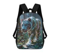 sinyumoney White Tiger in Ancient Ruins Backpacks Kids School Backpack School Bag 3D Printed School Bag for Boys Elementary And Middle School Students 17inch