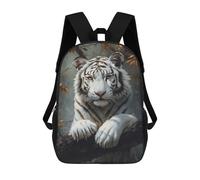 sinyumoney White Tiger in Autumn Kids' Book Bag 3D Printing School Bag Boys And Girls Cool Knapsack Casual Back Bag for School Students 17inch