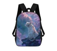 sinyumoney White Tiger in Cherry Blossom Heaven Rucksacks 3D Printed Children 17inch Backpacks Fashion Casual Daypack Travel Bags Outdoor Casual Daypack for Boy And Girl