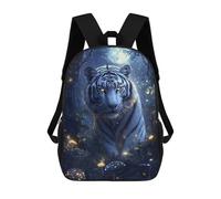 sinyumoney White Tiger in Moonlight Backpacks Kids 17inch School Backpack School Bag 3D Printed School Bag for Boys Elementary And Middle School Students
